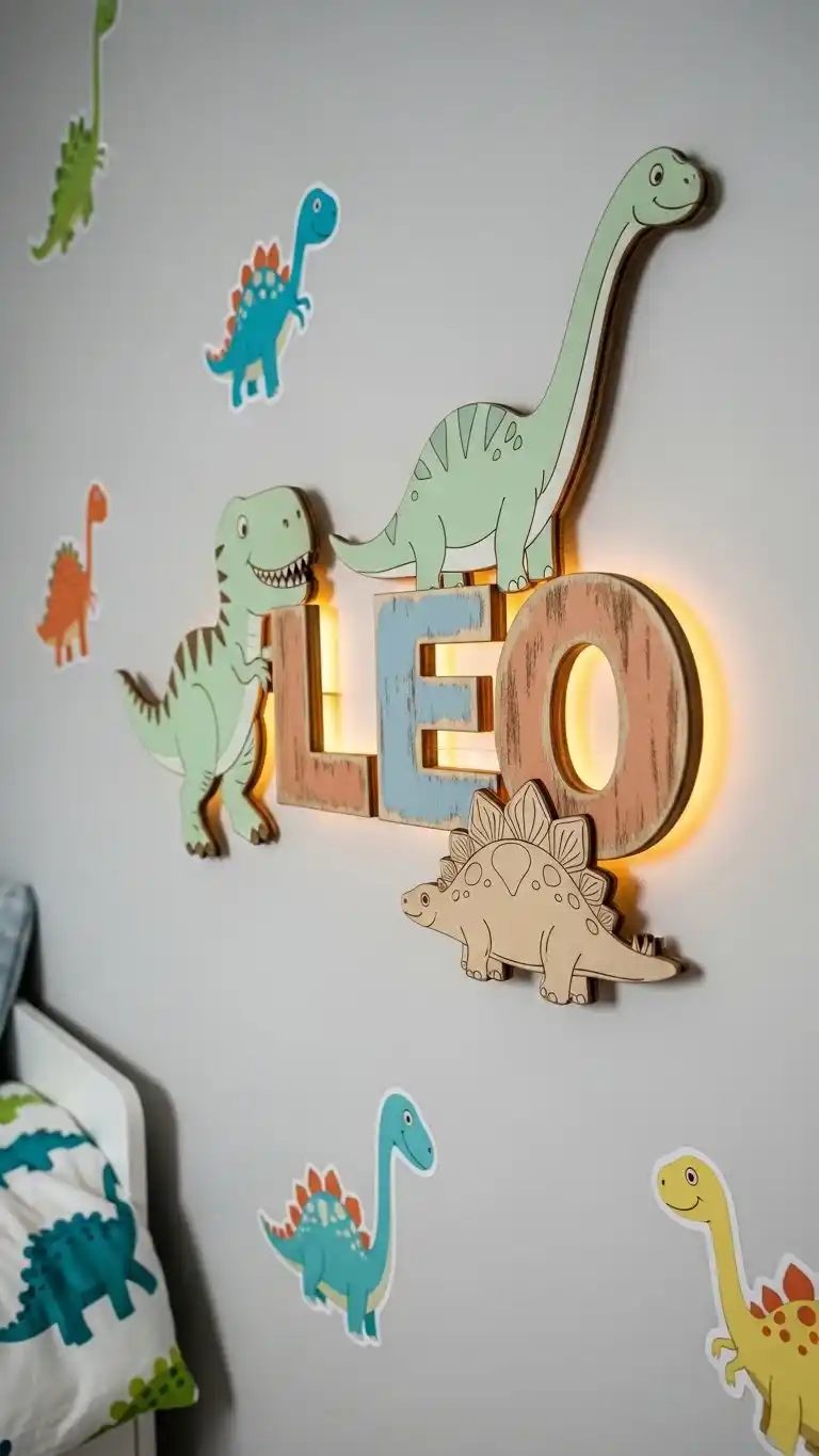 21 Dinosaur Bedroom Ideas For Boy Toddlers You’ll Love 21 19. Dinosaur-Themed Name Signs