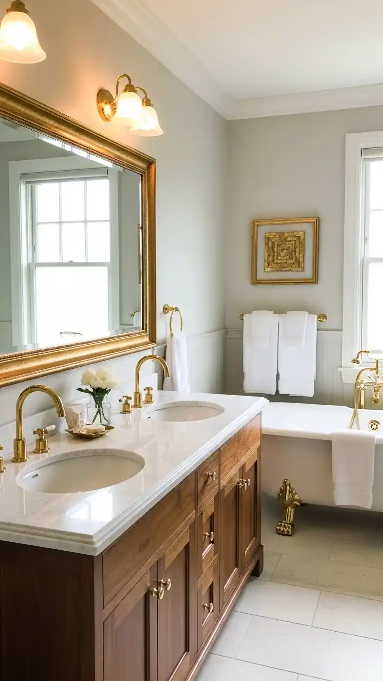 15 Bathroom Remodel Ideas That Transform Your Bathroom 21 19. Enhance with Gold Accents