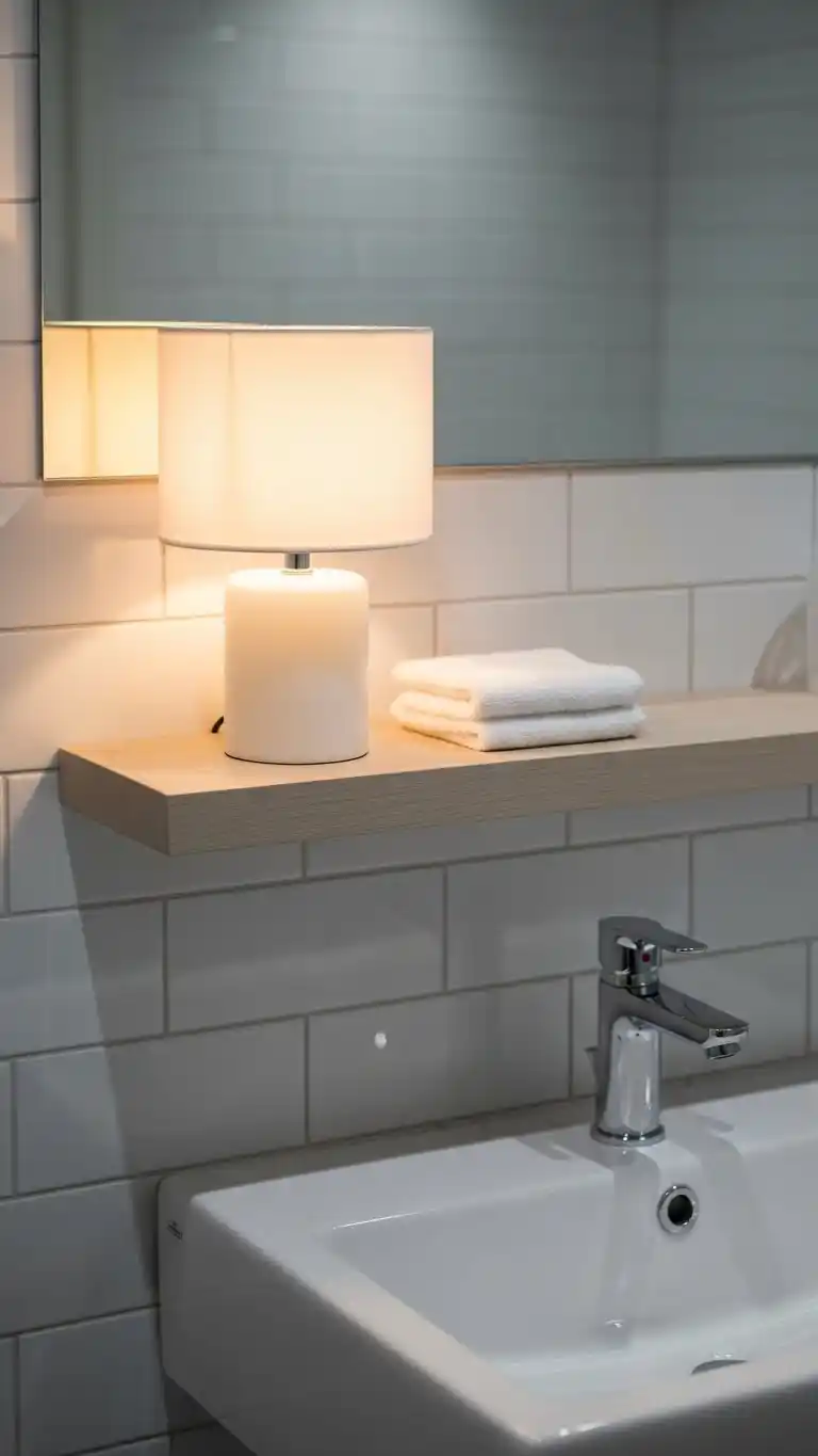 19 Bathroom Shelf Decor Ideas for a Stylish Space 21 19. Small Table Lamps