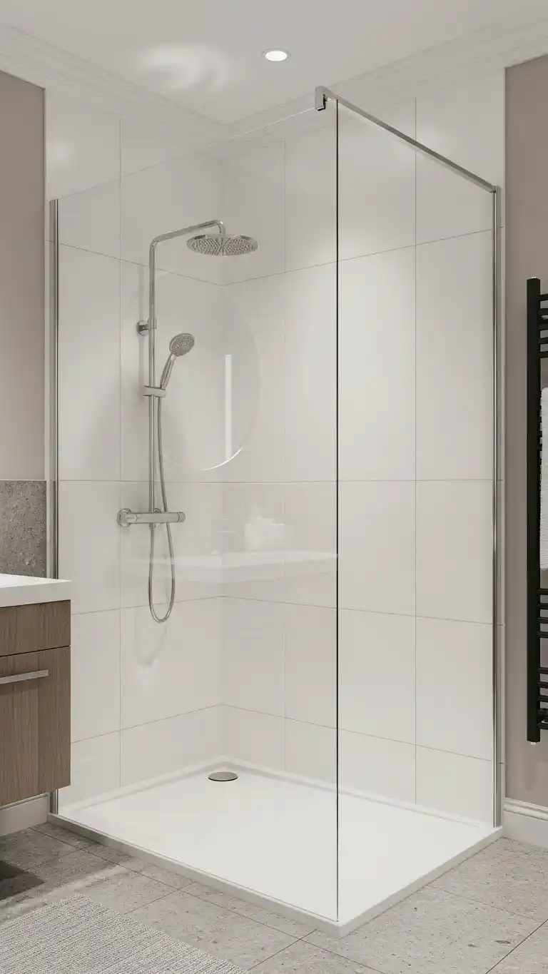 23 Walk In Shower Ideas That Feel Open & Luxurious 21 19. Walk-in Shower with a Clear Partition