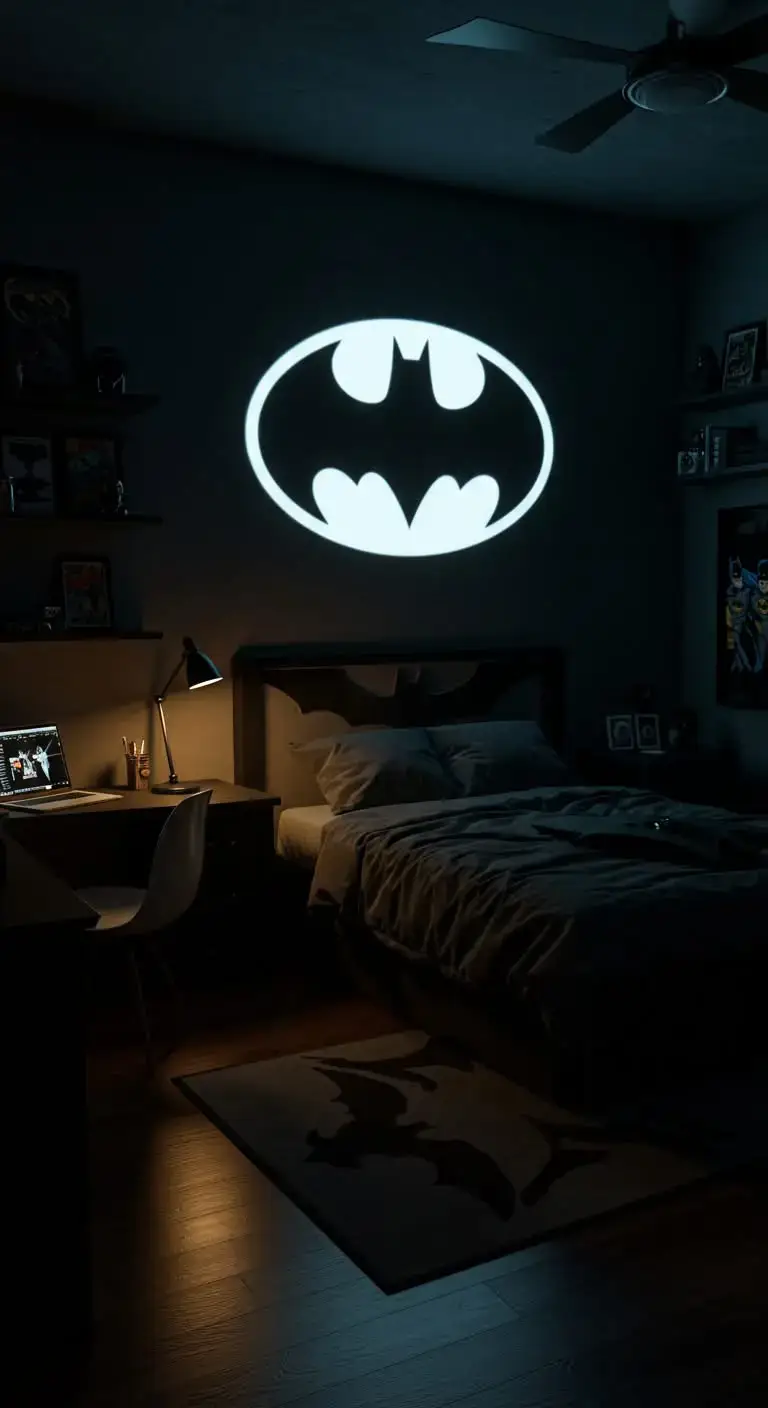 21 Batman Bedroom Ideas to Make Any Room Super Cool 4 2. Bat-Signal Lighting