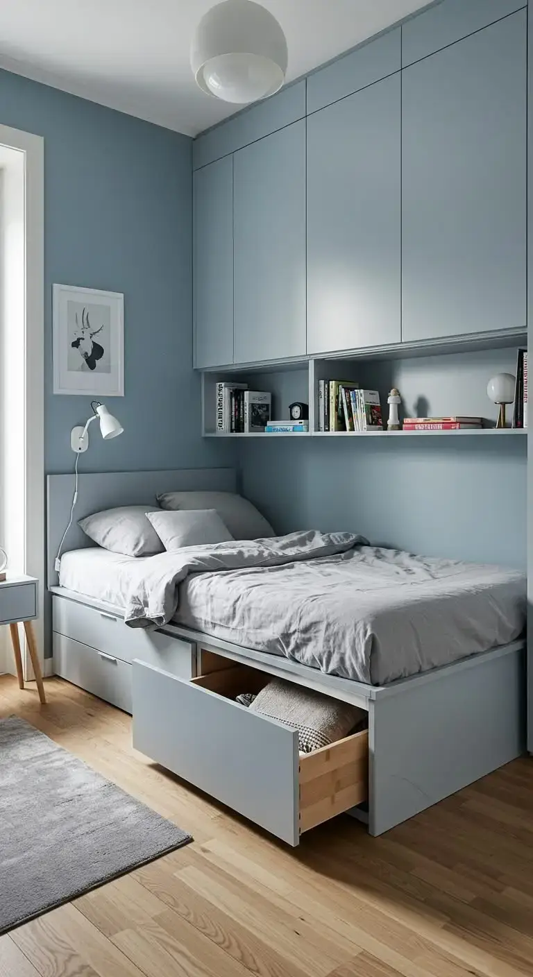 17 Small Bedroom Storage Ideas That Are Simple and Stylish 4 2. Choose a Storage Bed