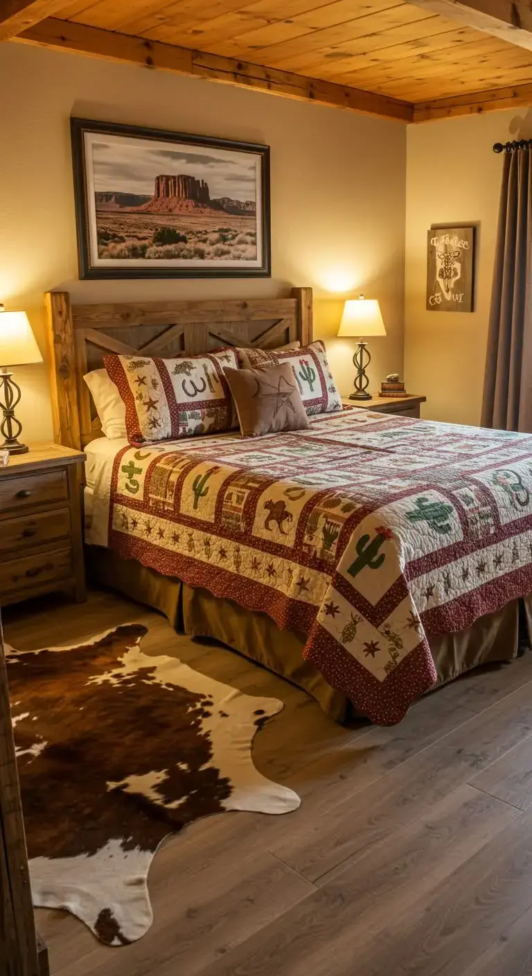 25 Stylish Western Ranch Bedroom Ideas for Any Home 4 2. Cozy Bedding with Western Patterns