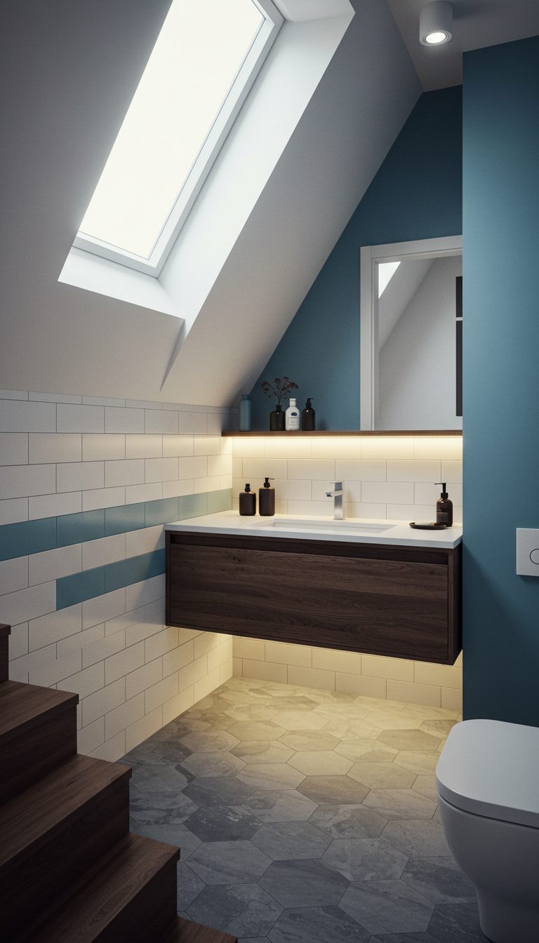 21 Small Bathroom Under Stairs Ideas That Maximize Space 4 Install a Floating Vanity