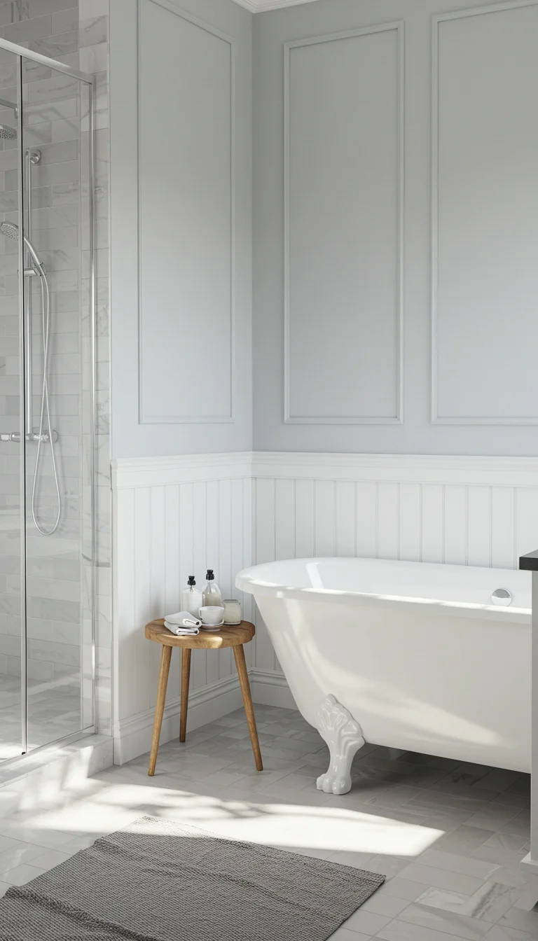 23 Top Bathroom Paint Colors to Refresh Any Space 4 2. Light Gray for a Calm Vibe