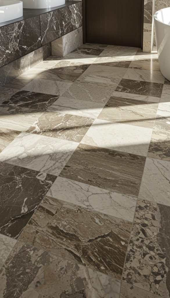 13+ Stunning Bathroom Floor Ideas to Transform Your Space 2 Luxurious Marble Flooring