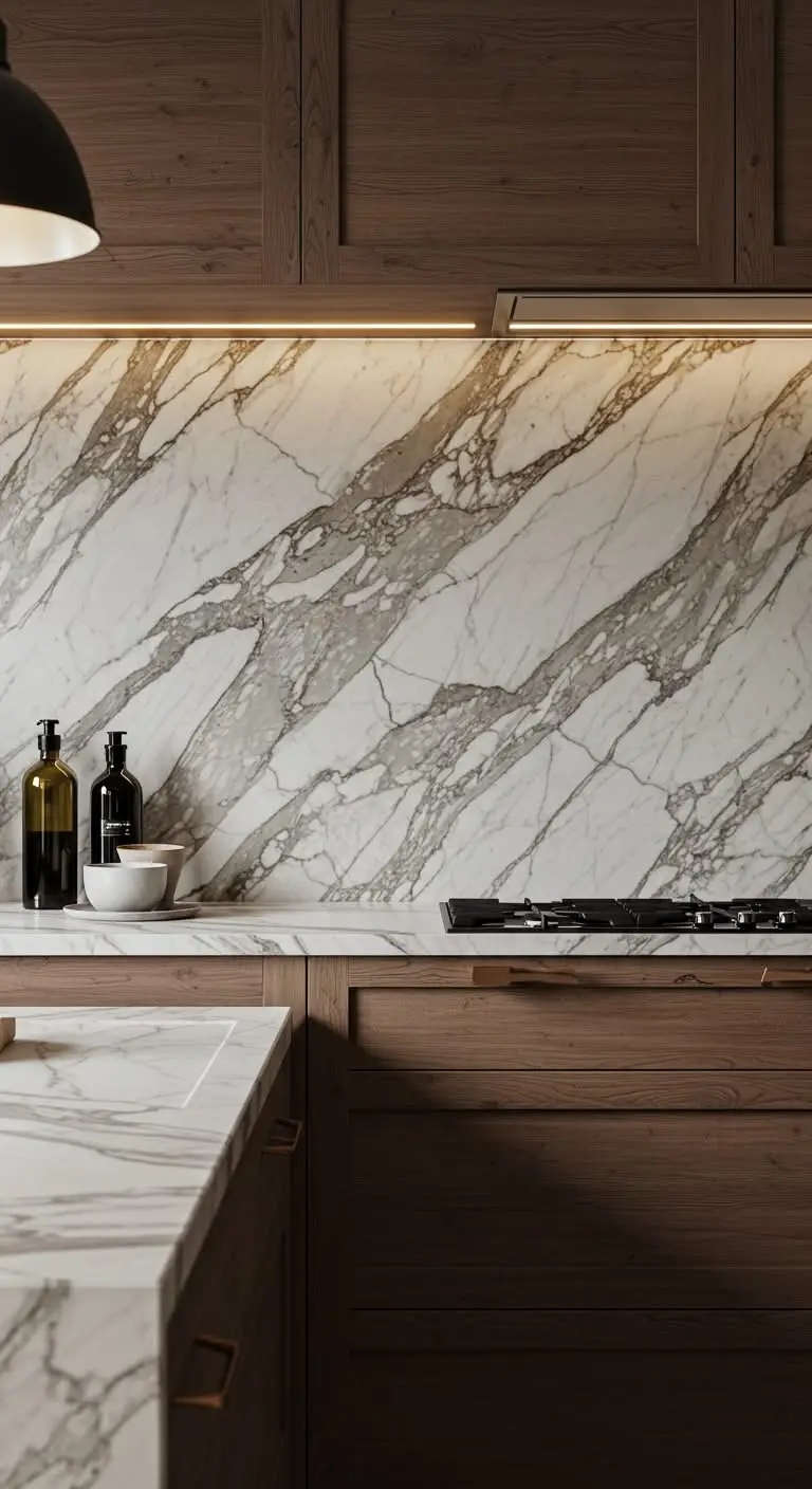 13 Stunning Kitchen Backsplash Ideas for White Cabinets 5 2. Marble Backsplash for a Luxurious Touch