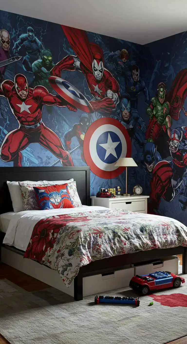 15 Cool Marvel Bedroom Ideas for Boys’ Spaces 4 2. Marvel Wall Murals
