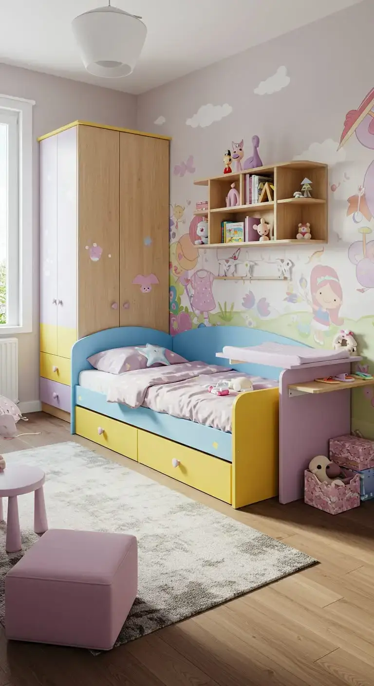 21 Toddler Girl Bedroom Ideas Small & Stylish 5 2. Multi-Functional Furniture