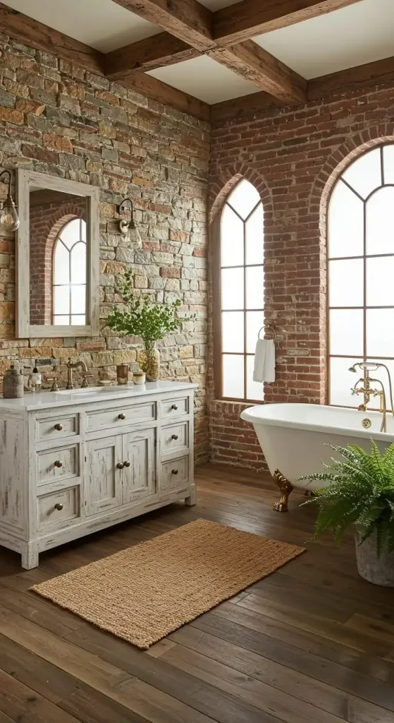 15 Simple & Stunning Rustic Bathroom Backsplash Ideas 2 2. Natural Stone Backsplash