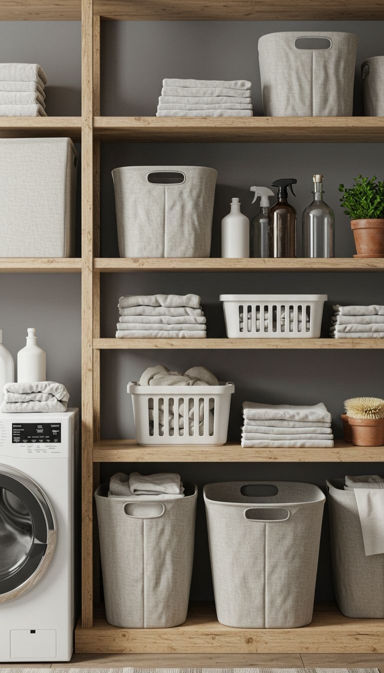 13 Laundry Room Cabinet and Shelf Ideas That Wow 4 Open Shelving for Easy Access