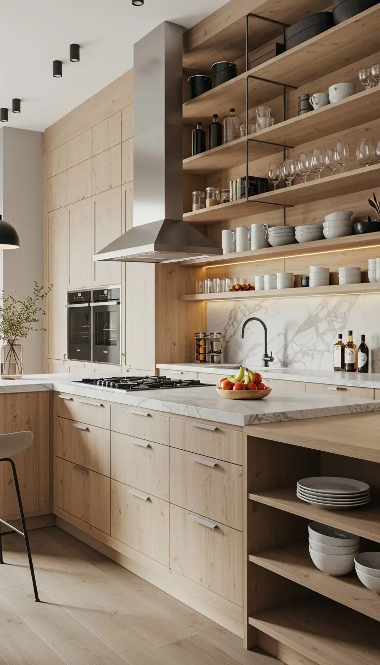 13 Fancy Kitchen Design Ideas That Wow Your Guests 4 2. Open Shelving for a Stylish Look