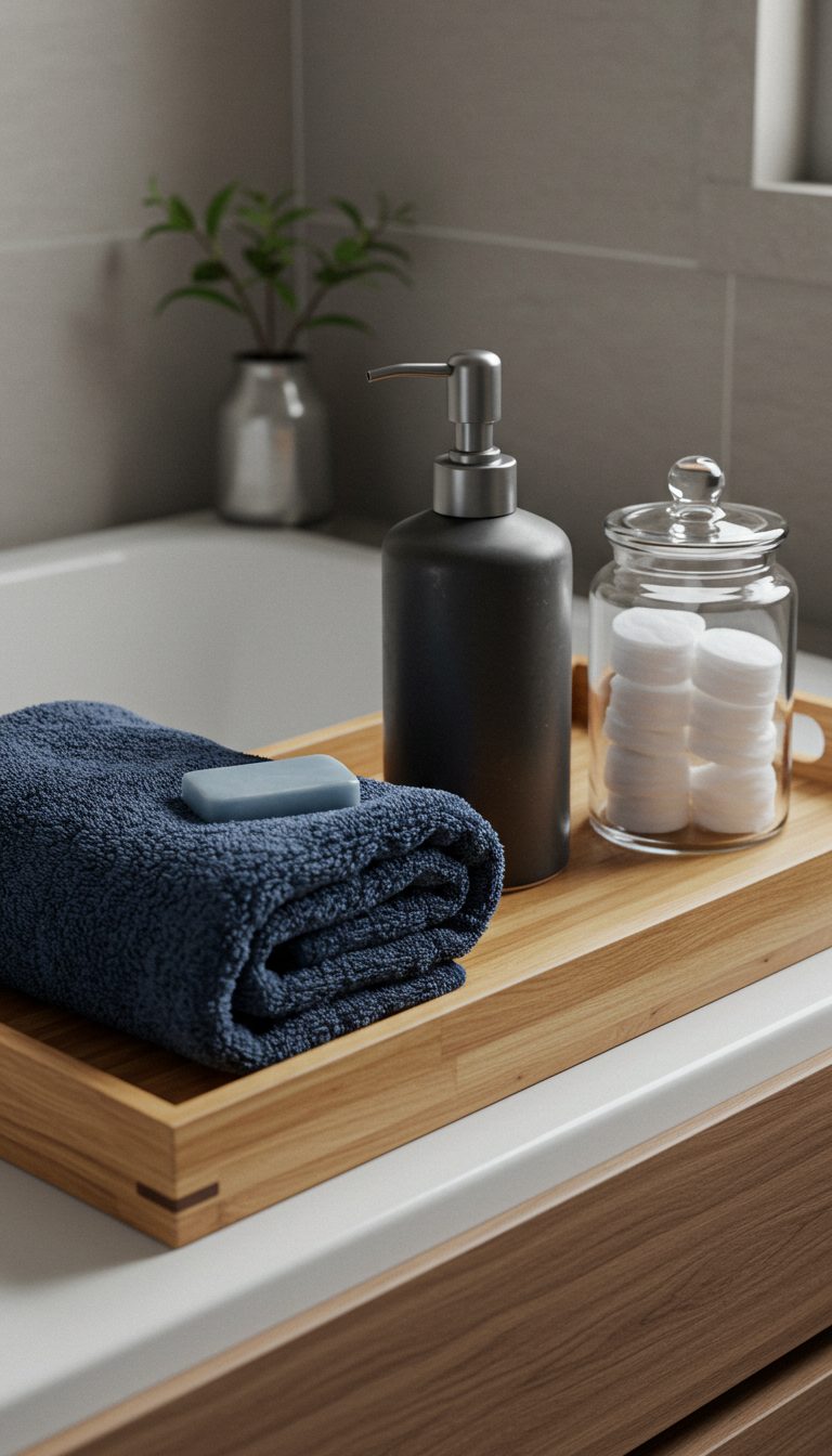23 Bathroom Tray Decor Ideas for a Clean, Stylish Look 4 Spa-Inspired Tray