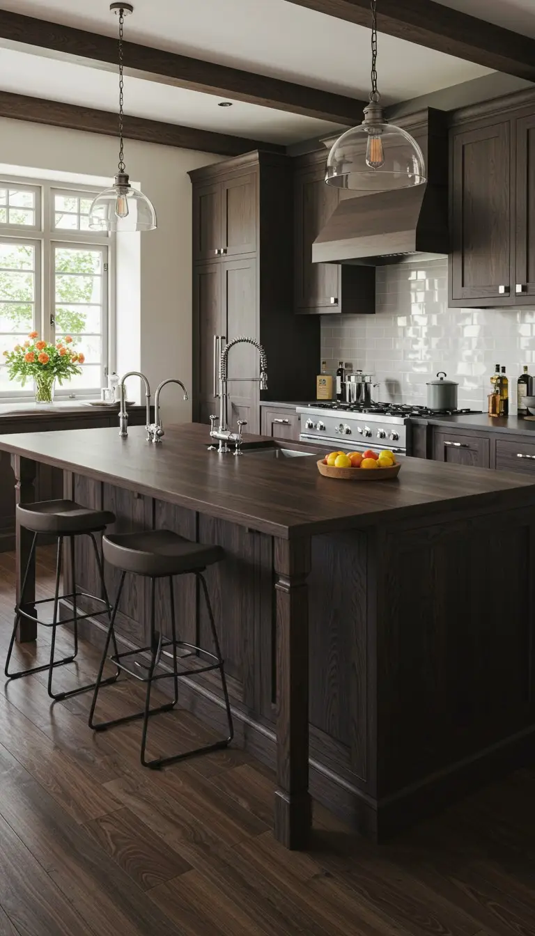 15 Smart U Shape Kitchen Island Ideas You’ll Love 4 2. U-Shape Island with Dark Wood Accents