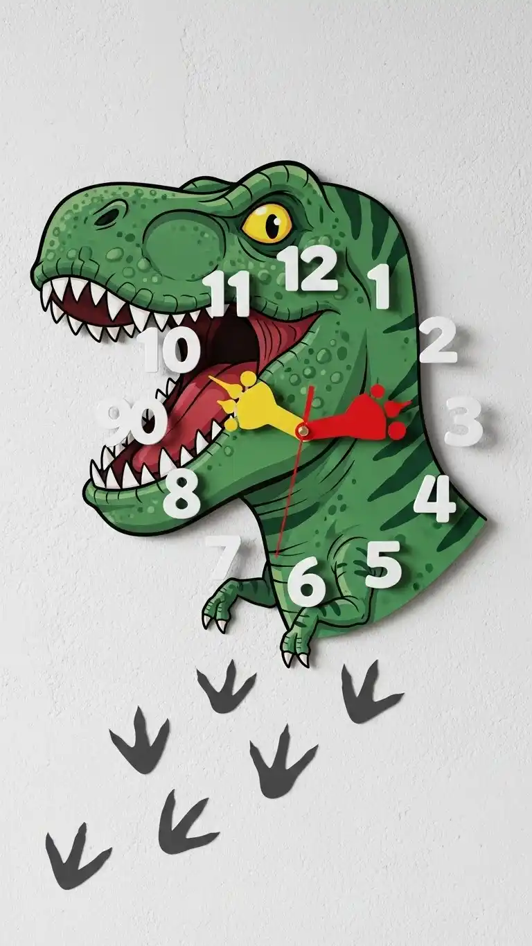 21 Dinosaur Bedroom Ideas For Boy Toddlers You’ll Love 22 20. Dinosaur-Themed Clock