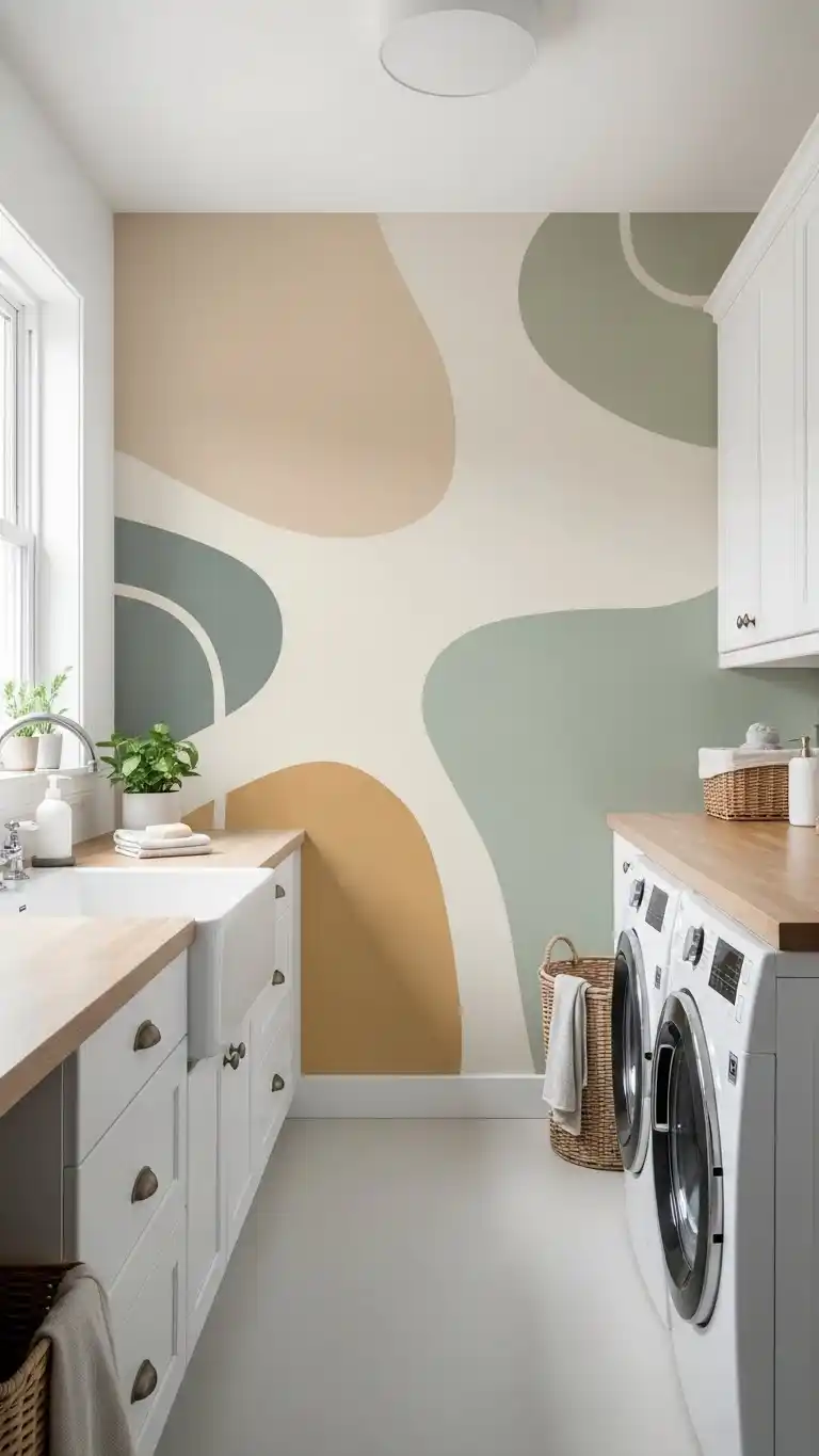 25 Laundry Room Mural Ideas for a Fun & Creative Look 22 20. Minimalist Designs