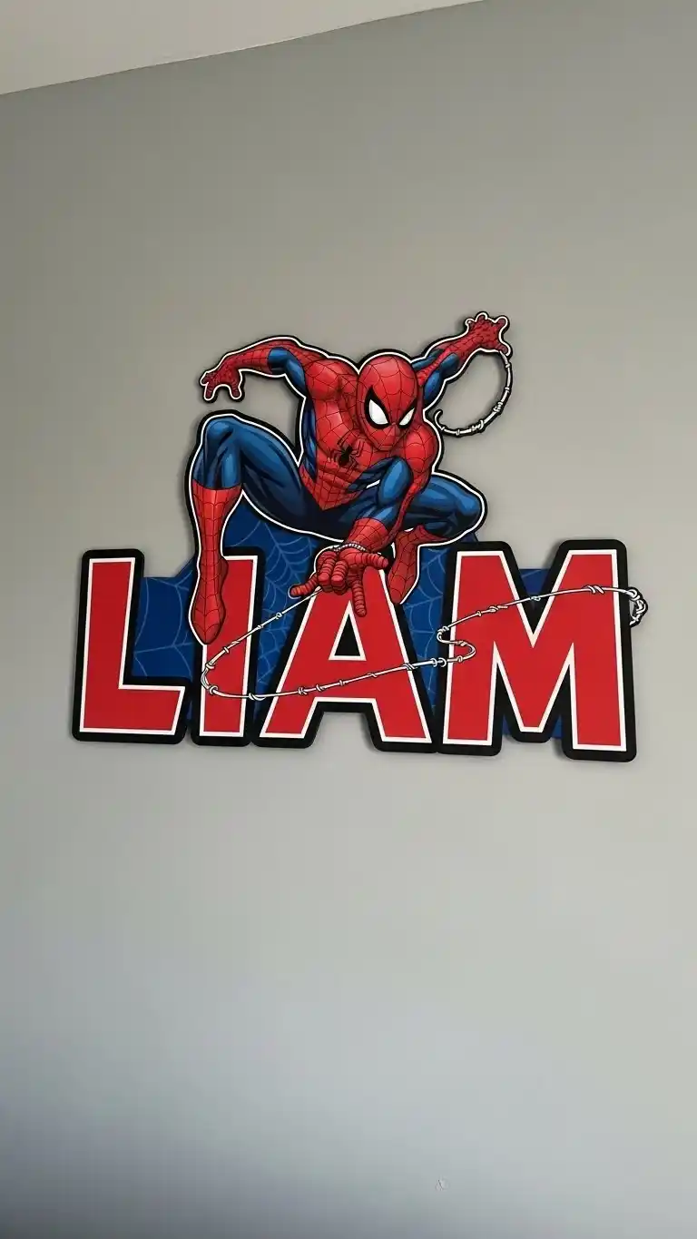 23 Spider Man Bedroom Ideas That Feel Bold and Playful 22 20. Personalized Spider-Man Name Sign
