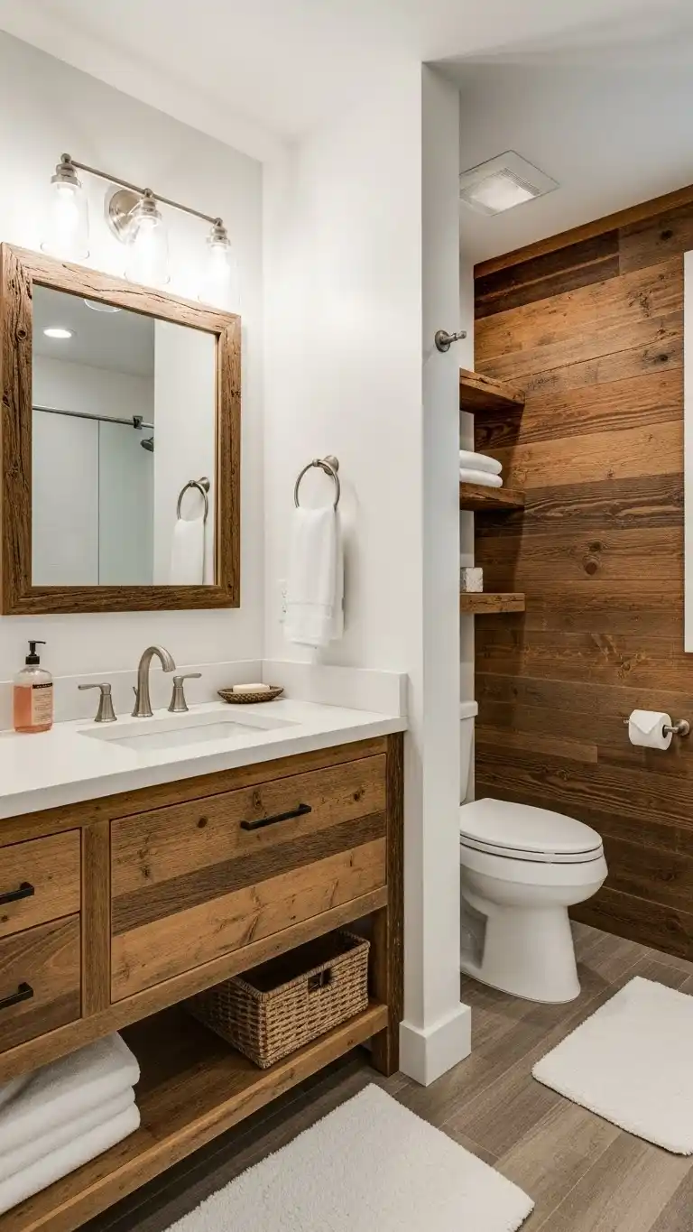 21 Inspiring Master Bathroom Ideas for a Fresh Look 22 20. Rustic Charm with Wooden Accents