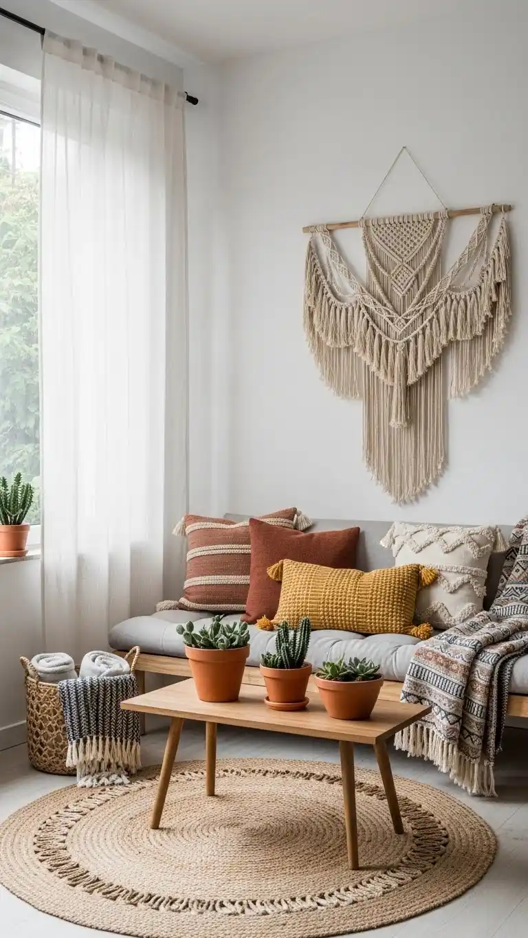 23 Inspiring Colorful Living Room Ideas You’ll Love 23 21. Add a Boho Touch