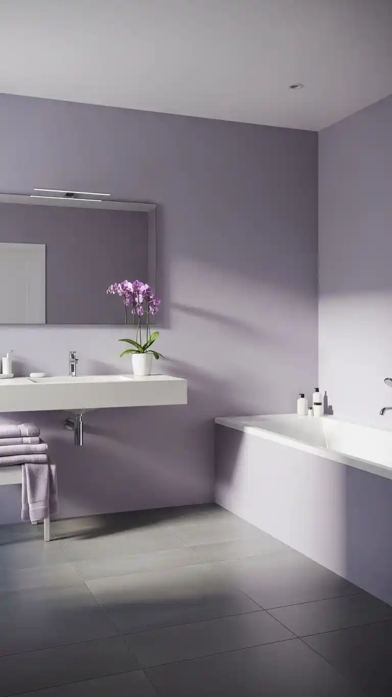 23 Top Bathroom Paint Colors to Refresh Any Space 23 21. Lavender Gray for a Subtle, Elegant Touch