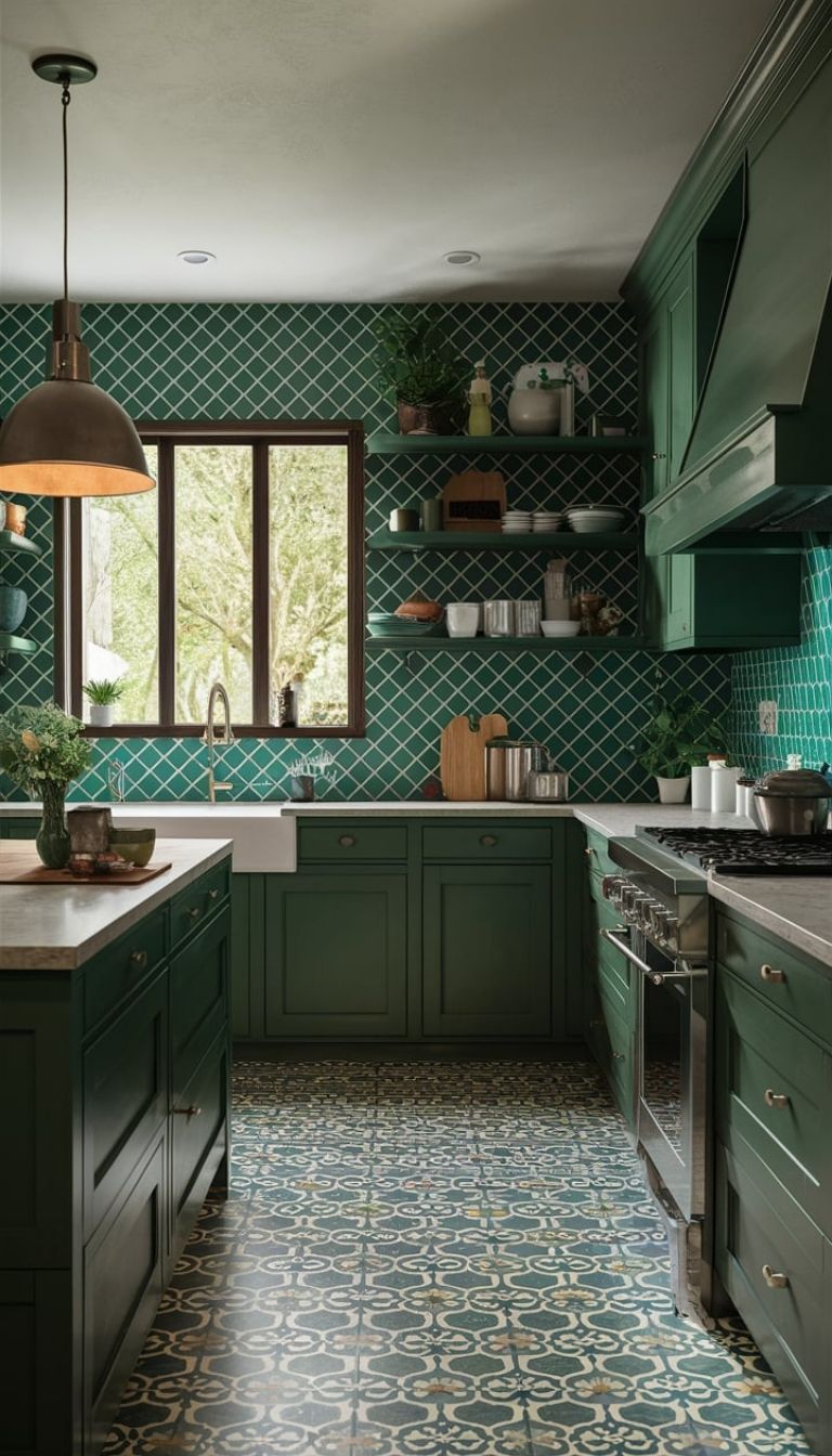 Patterned Green Tiles Patterned Green Tiles