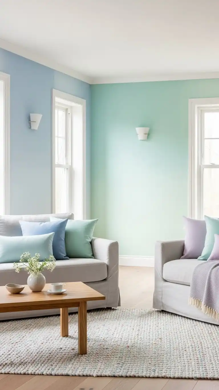 Blue and Green Living Room Ideas: 23 Stylish Looks 25 22. Mixing Pastel Shades