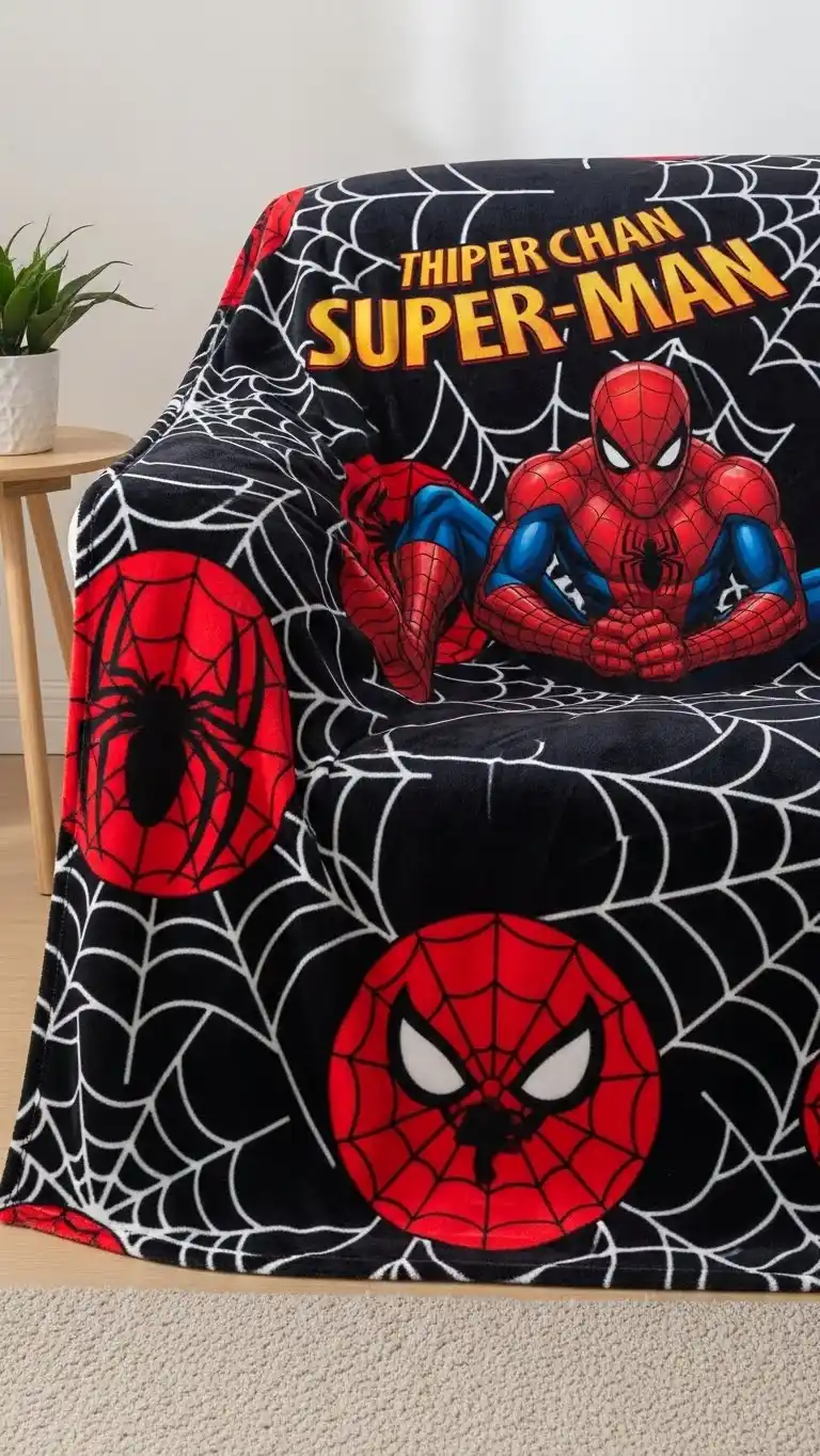23 Spider Man Bedroom Ideas That Feel Bold and Playful 25 23. Cozy Superhero Blanket
