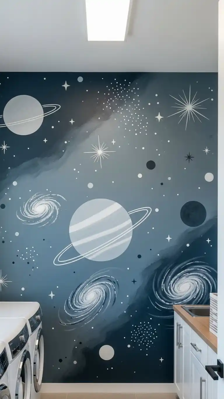 25 Laundry Room Mural Ideas for a Fun & Creative Look 26 24. Space Themes