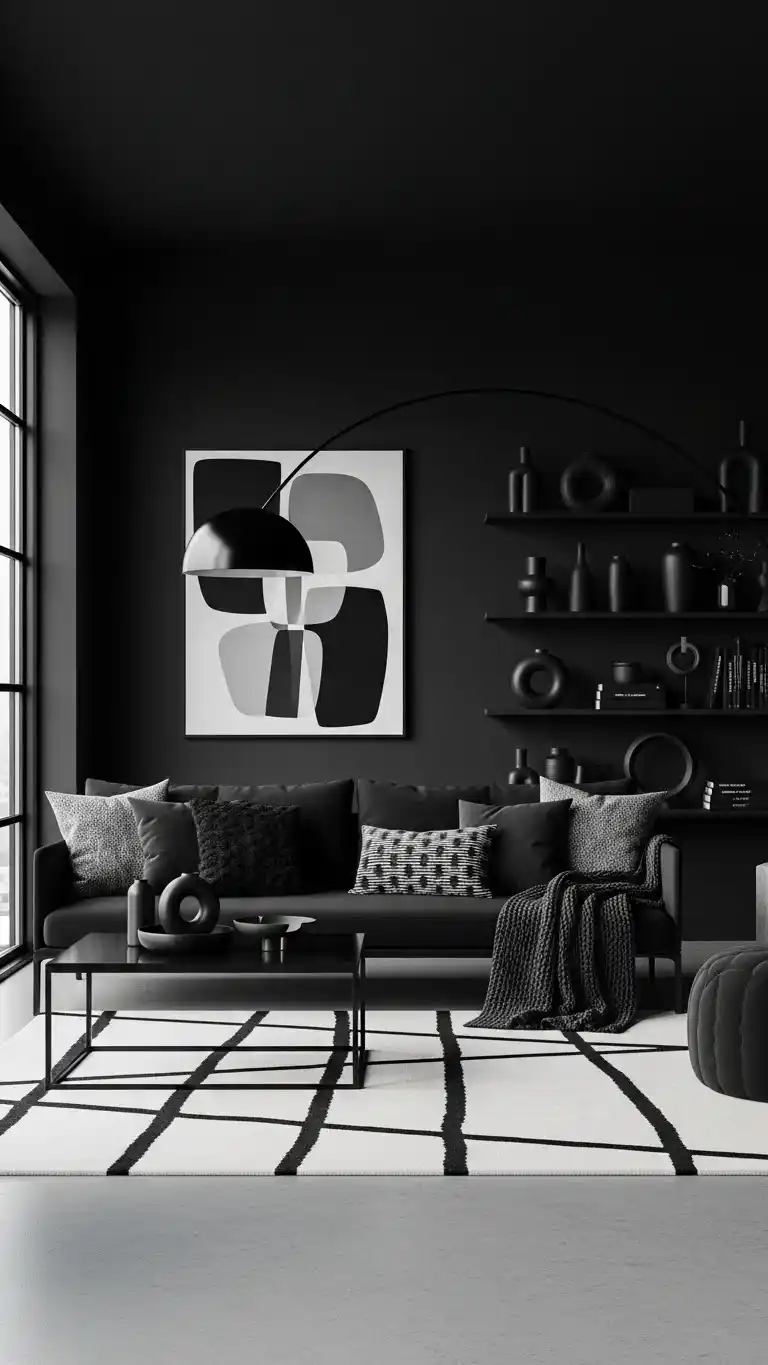 Black Living Room Ideas to Transform Your Space 30 27. Maximalist Black Living Room