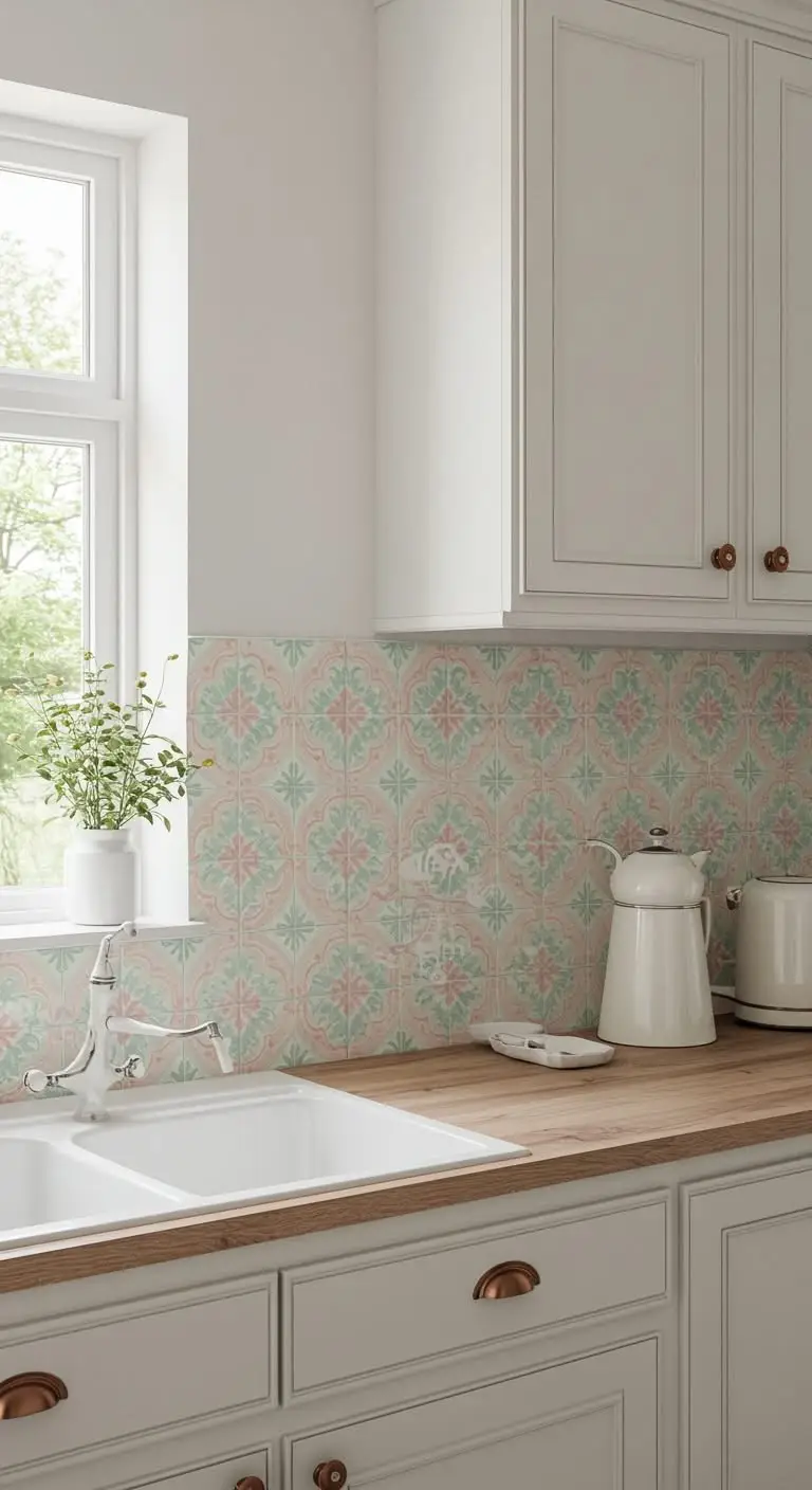 13 Stunning Kitchen Backsplash Ideas for White Cabinets 6 3. Bold Patterned Tile Backsplash