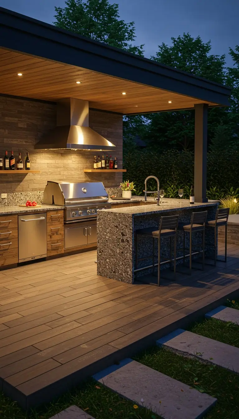 13 Modern Outdoor Kitchen Ideas for Every Backyard 5 3. Built-In Bar Area