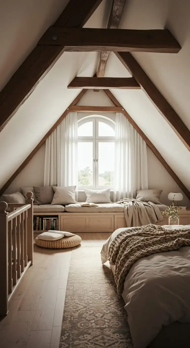 19 Bedroom Interior Ideas That Feel Warm & Inviting 5 3. Cozy Attic Retreat