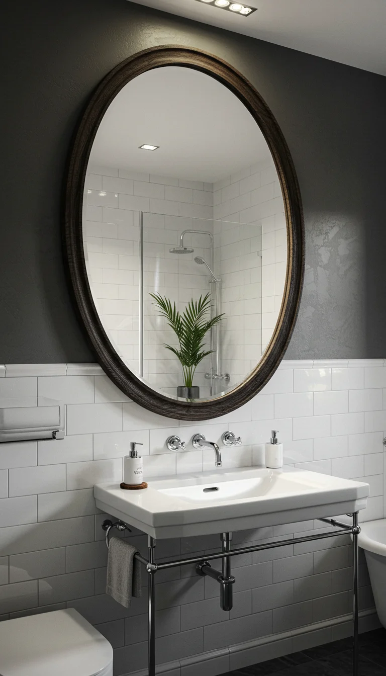 17 Bright & Breezy Bathroom Decoration Ideas 5 3. Create a Focal Point with a Statement Mirror