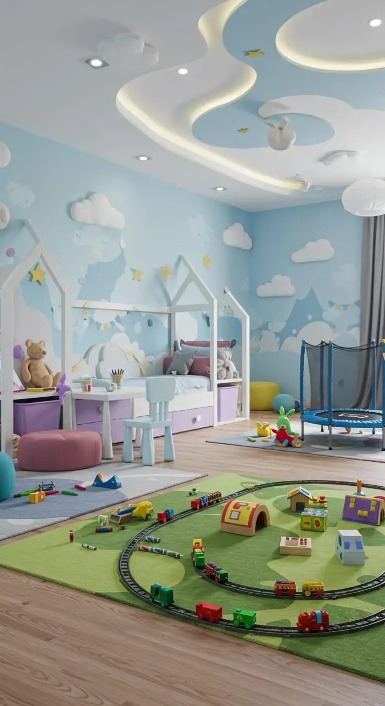 23 Creative Kids Bedroom Ideas for a Fun Space 5 3. Creative Playroom and Bedroom Combo