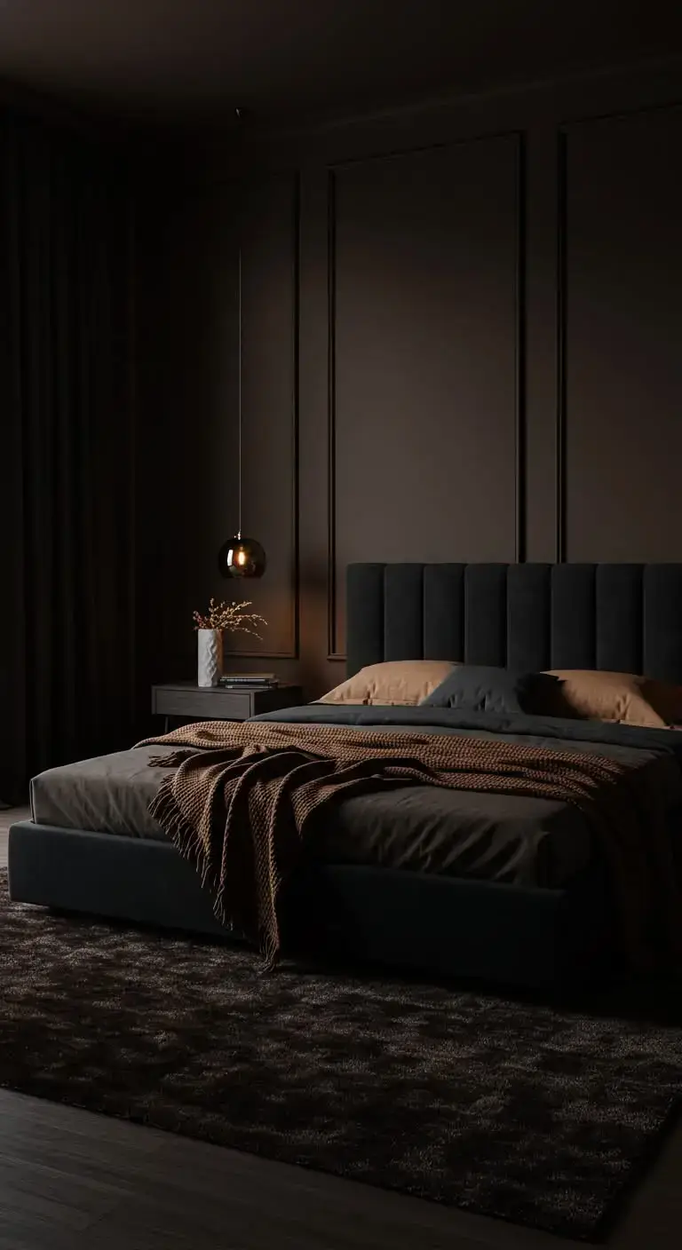 19 Stylish Black and Brown Bedroom Ideas for Any Home 6 3. Elegant Dark Brown Walls