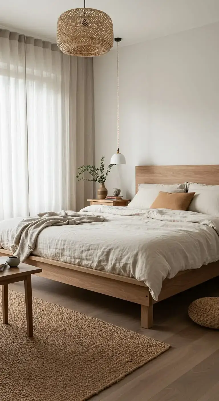 21 Simple Bedroom Decor Ideas on a Budget 5 3. Japandi Style Simplicity