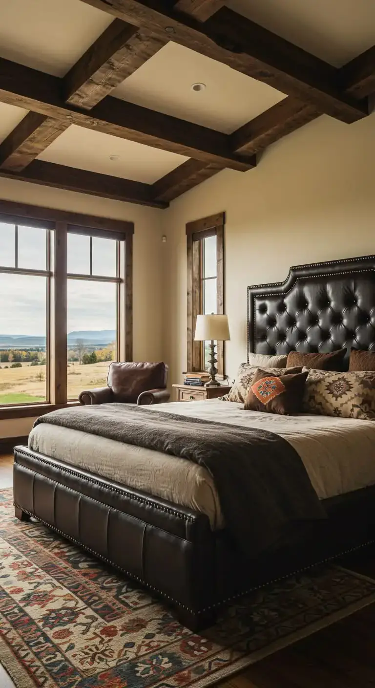 25 Stylish Western Ranch Bedroom Ideas for Any Home 5 3. Leather Accents