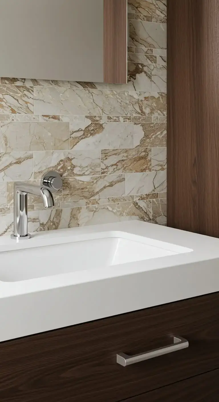 13 Bathroom Backsplash Ideas Vanities Tile You’ll Love 5 3. Marble Tile Backsplash