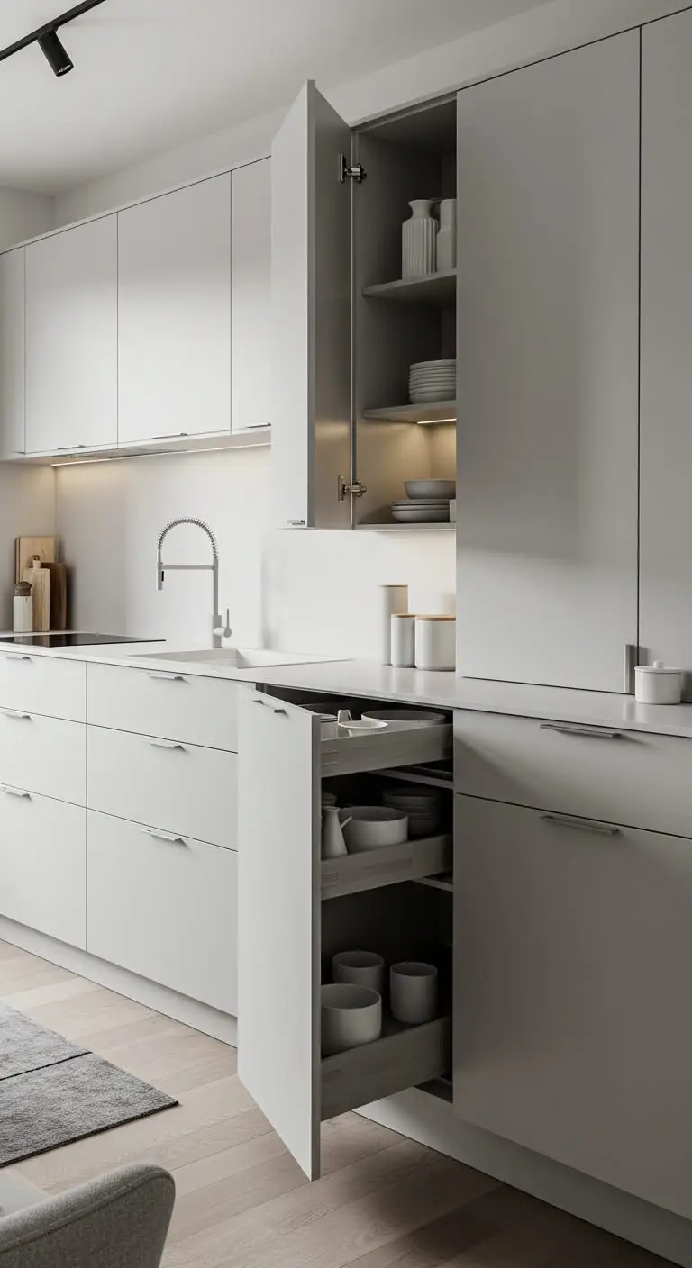 15 Minimalist Kitchen Ideas for a Clean & Modern Look 6 3. Maximize Hidden Storage