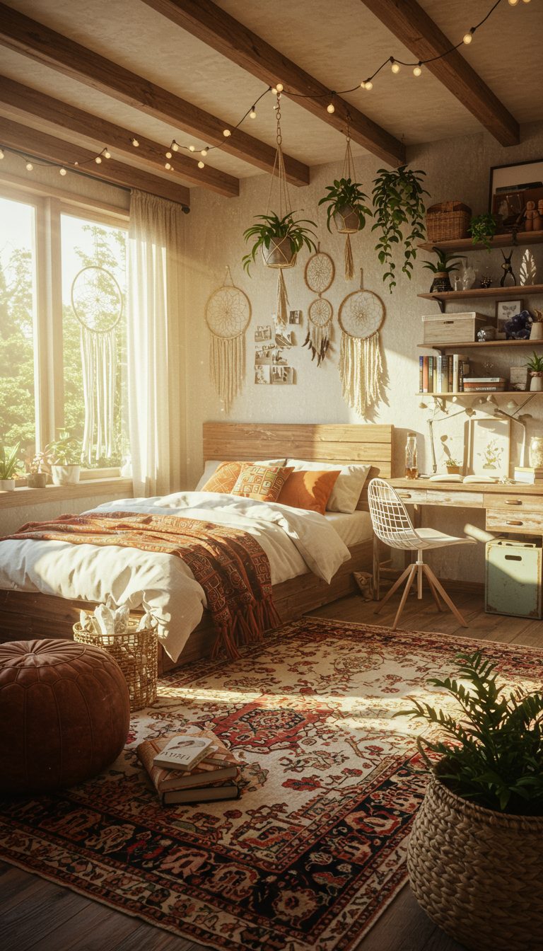 11 Boho Teen Girl Bedrooms for a Dreamy and Cozy Space 5 Nature-Inspired Boho Haven