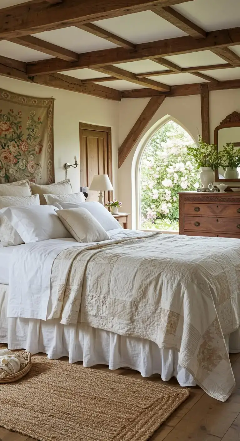 25 Simple English Cottage Bedroom Ideas to Try 6 Soft, Natural Fabrics