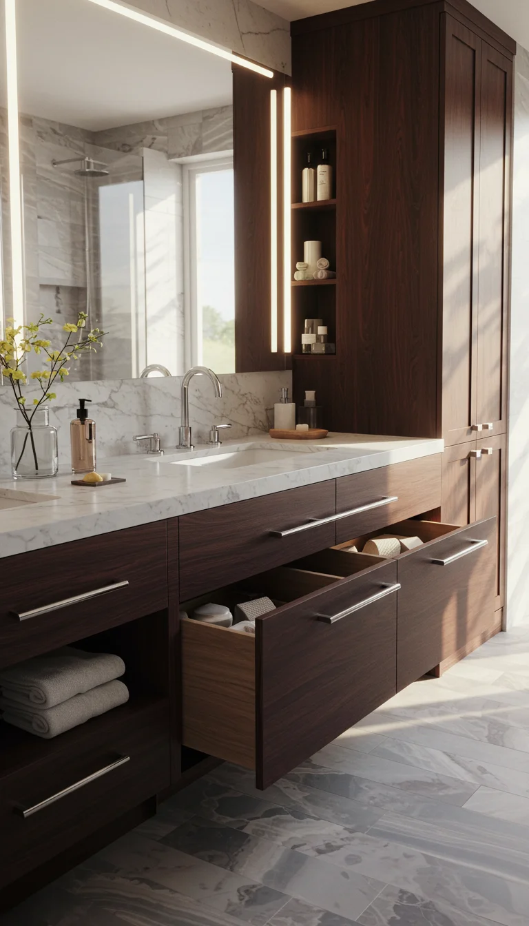 17 Stylish Guest Bathroom Ideas on a Budget 5 3. Stylish Vanity with Storage