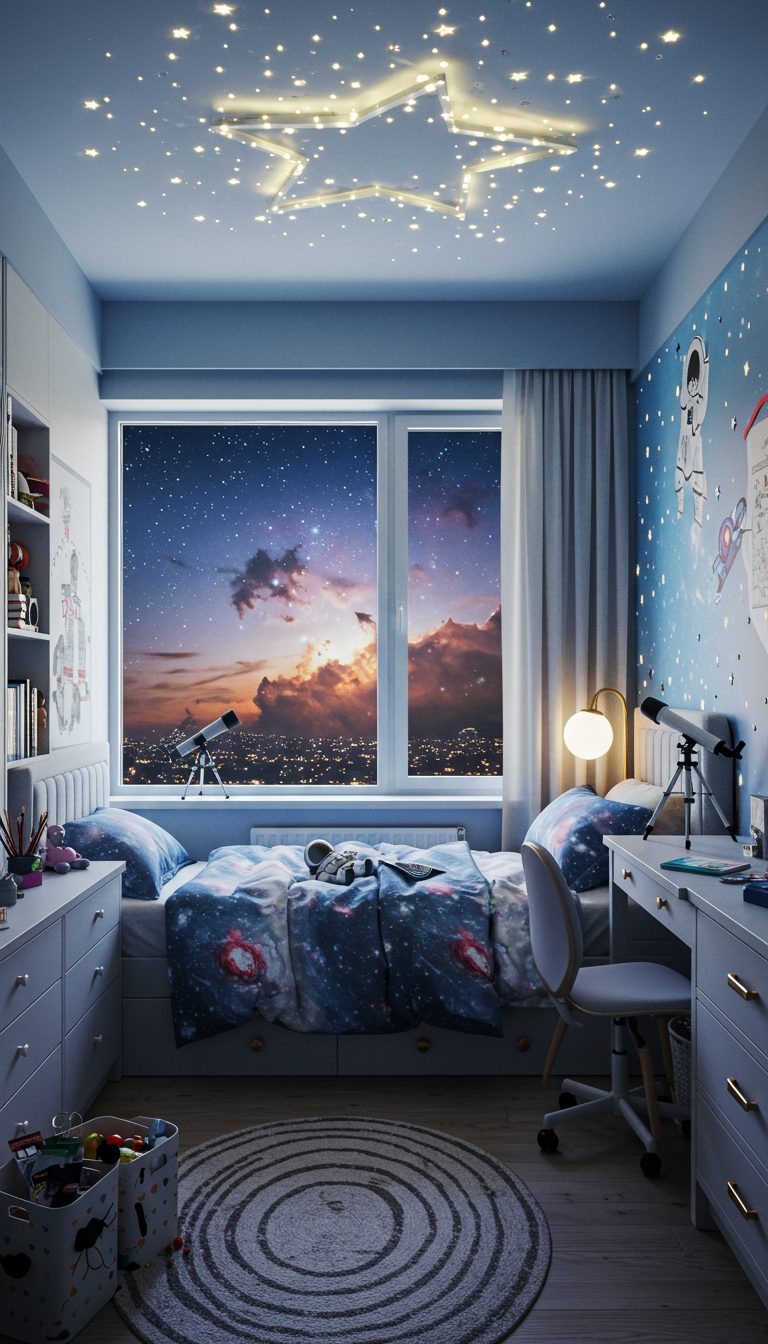 12 Space Themed Girl Bedroom Designs She’ll Adore 6 Astronaut-Themed Decor