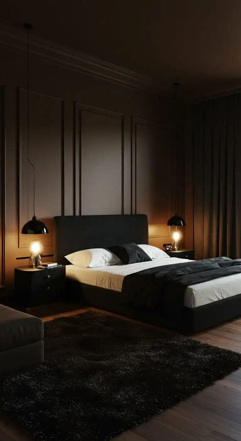 19 Stylish Black and Brown Bedroom Ideas for Any Home 7 4. Black Accents on a Brown Base