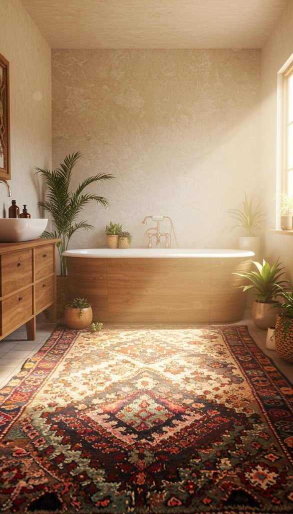 17+ Stunning Boho Bathroom Rug Ideas for a Cozy, Chic Look 4 Colorful Moroccan Rugs