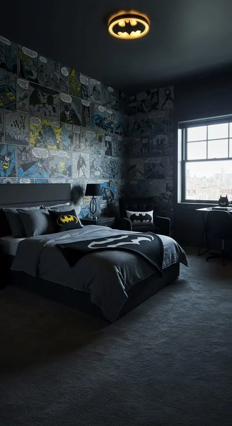 21 Batman Bedroom Ideas to Make Any Room Super Cool 6 4. Comic Book Accent Walls