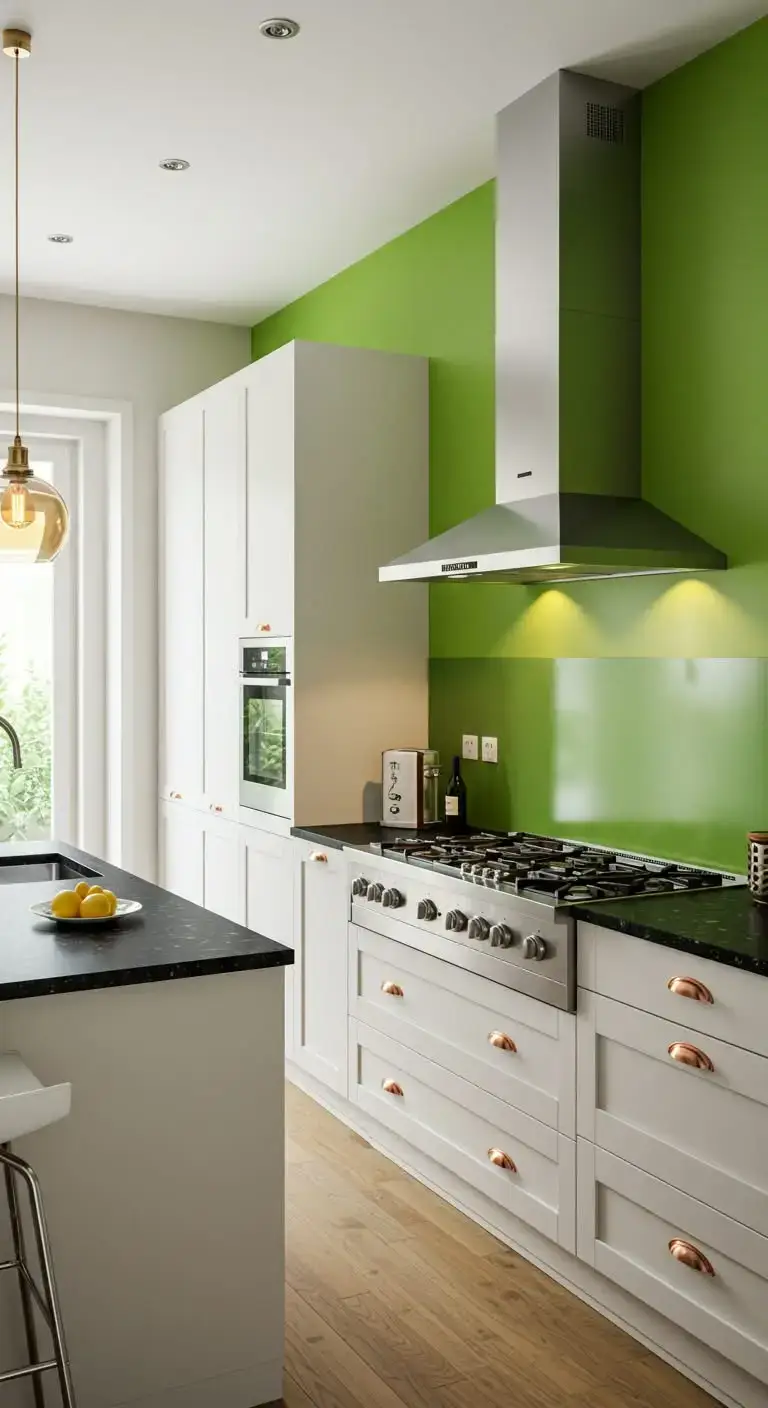 15 Modern Kitchen Accent Wall Ideas for a Sleek Look 7 4. Green Accent Wall