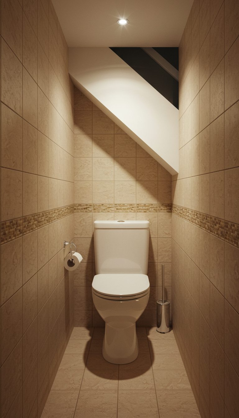 21 Small Bathroom Under Stairs Ideas That Maximize Space 6 Install a Compact Toilet