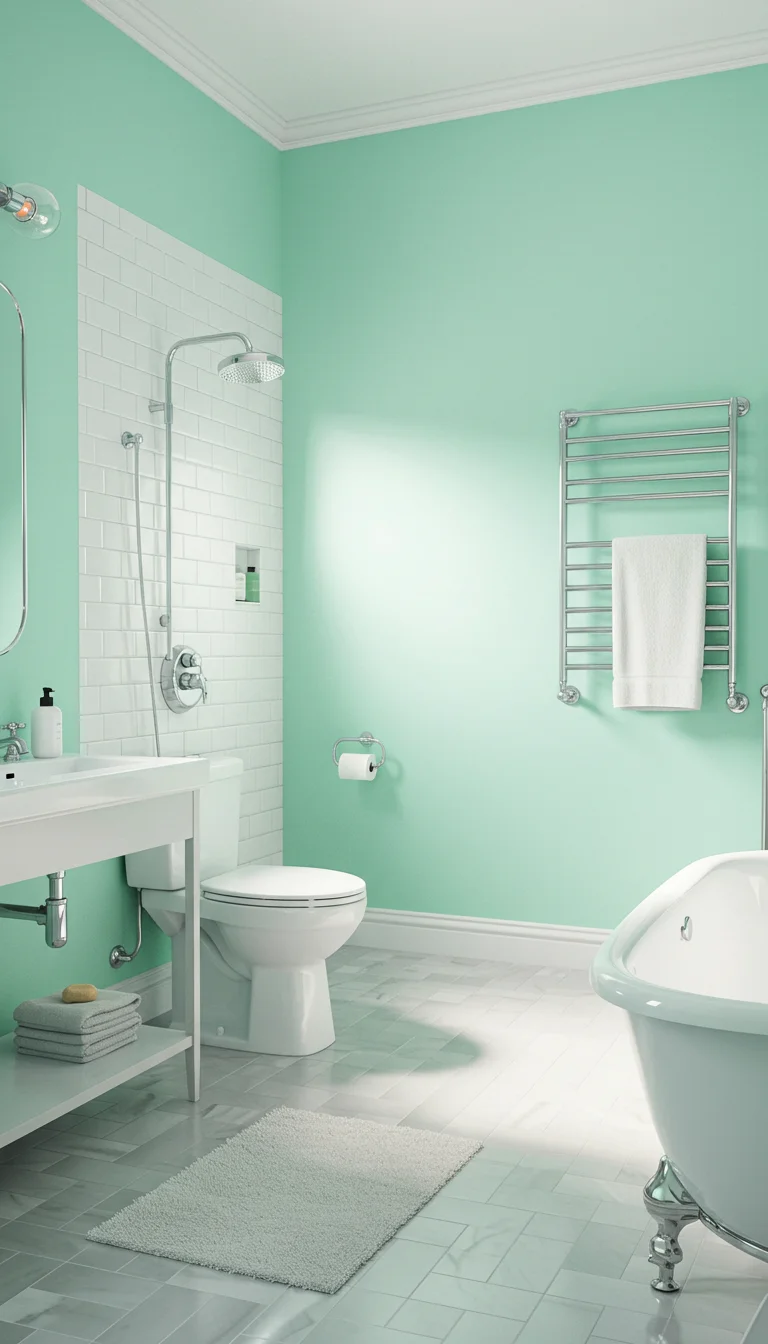 23 Top Bathroom Paint Colors to Refresh Any Space 6 4. Mint Green for a Fresh, Modern Touch