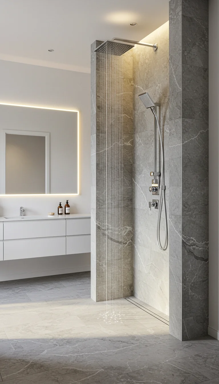 12 Half Wall Shower Ideas for a Bright & Chic Bathroom 6 Open Concept Half Wall Shower